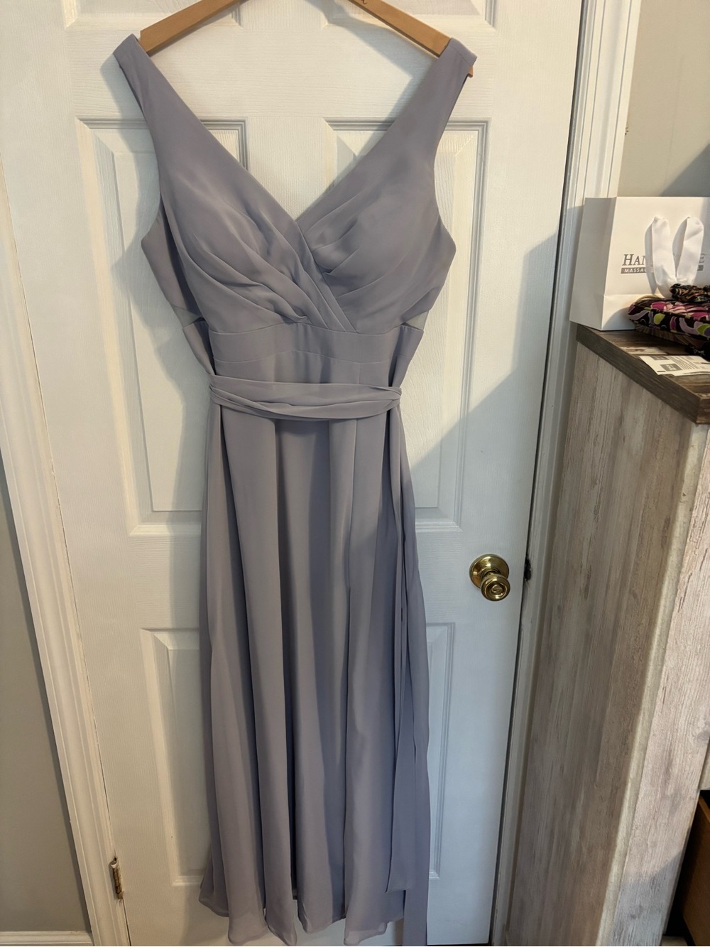 Azazie Alva Style Elegant V-Neck Chiffon Maxi Dress in Dusty Lavender